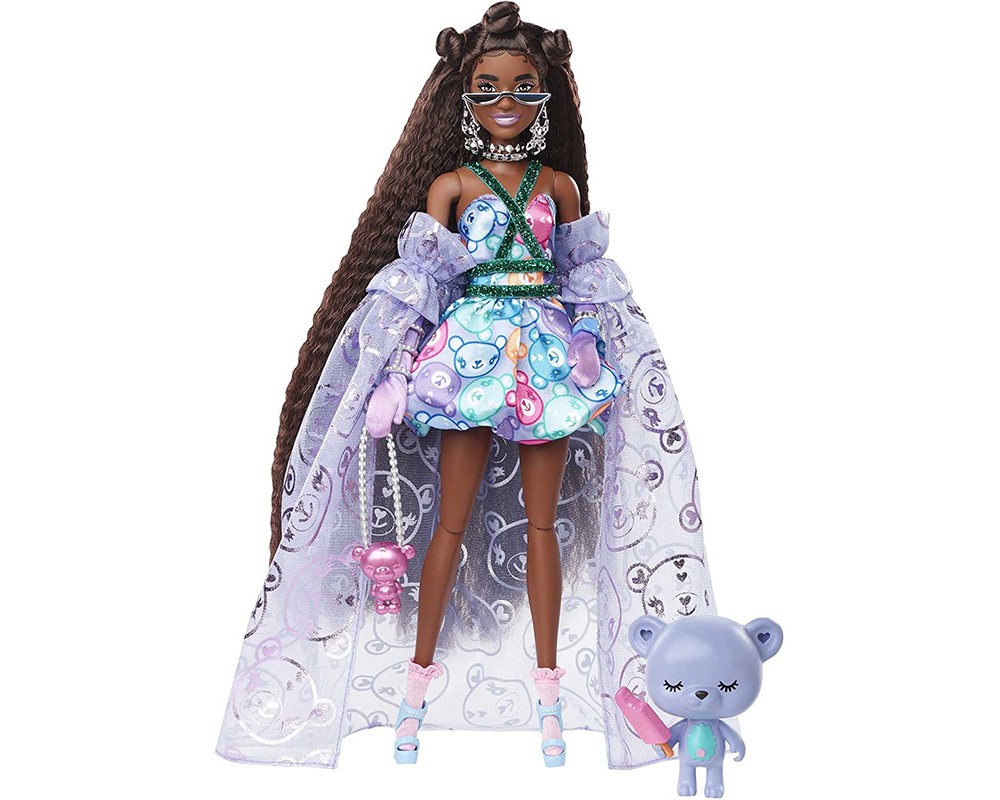 Кукла Барби с питомцем Barbie Extra Fancy in Teddy-Print Gown Плюшевый Мишка