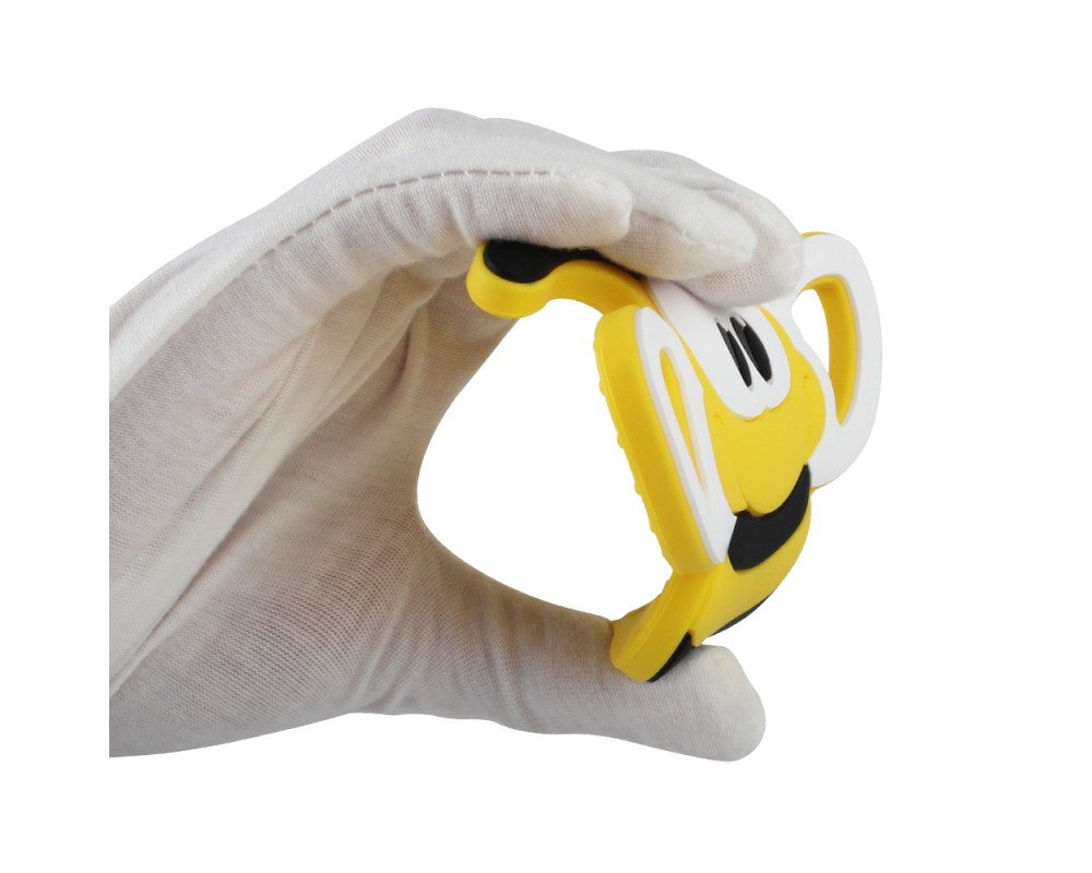 Силиконовый грызунок-прорезыватель для зубов с держателем на клипсе / Пчёлка жёлтая