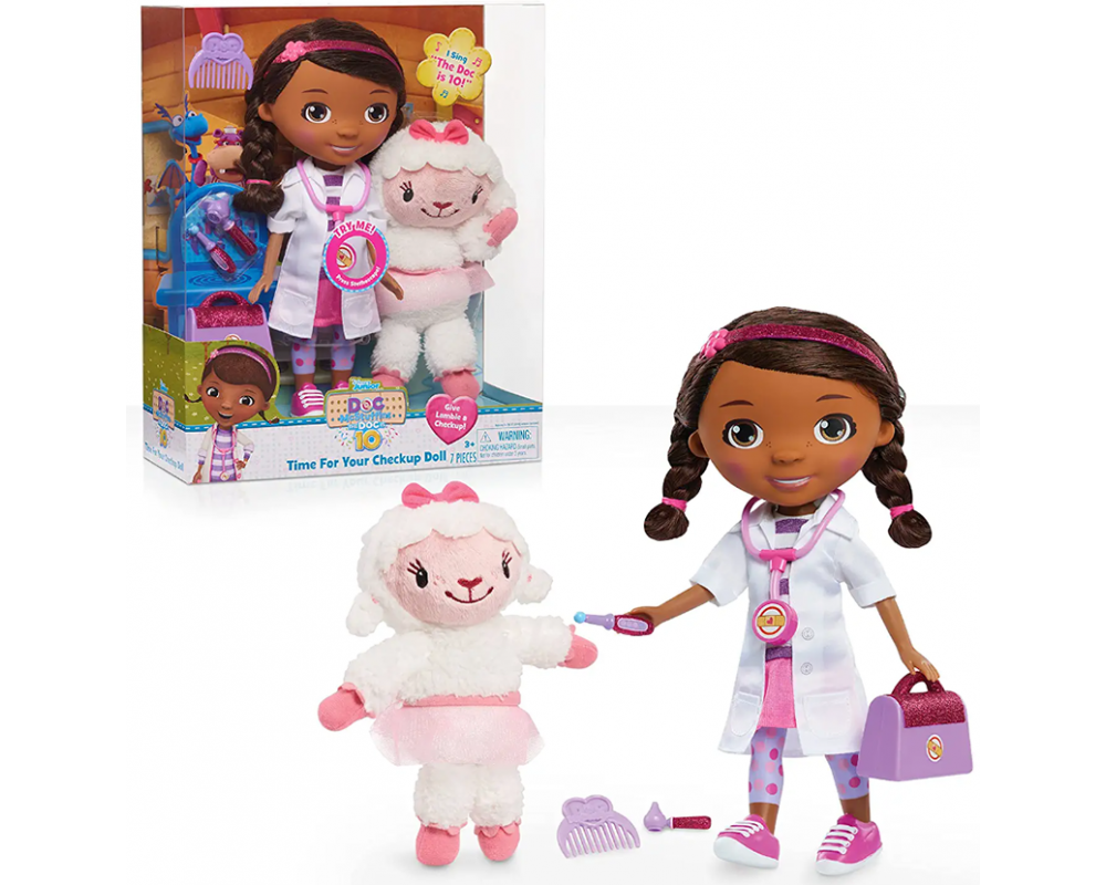 Игровой набор Кукла Доктор Плюшева с медицинскими инструментами и овечка Ламби