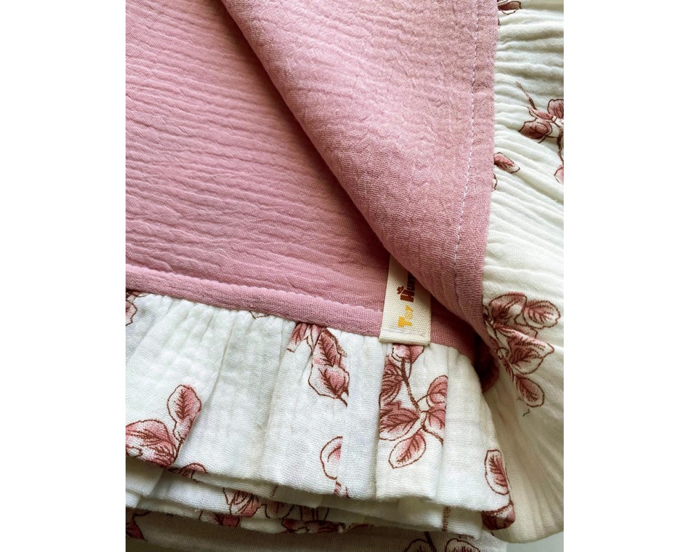 Муслиновый плед детский «Розовые веточки на белом», размер 110*130 см